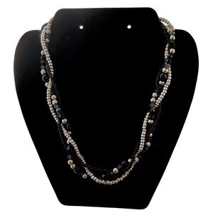 NWOT Premier Designs Black and Silver Beads Multi-Strand Necklace